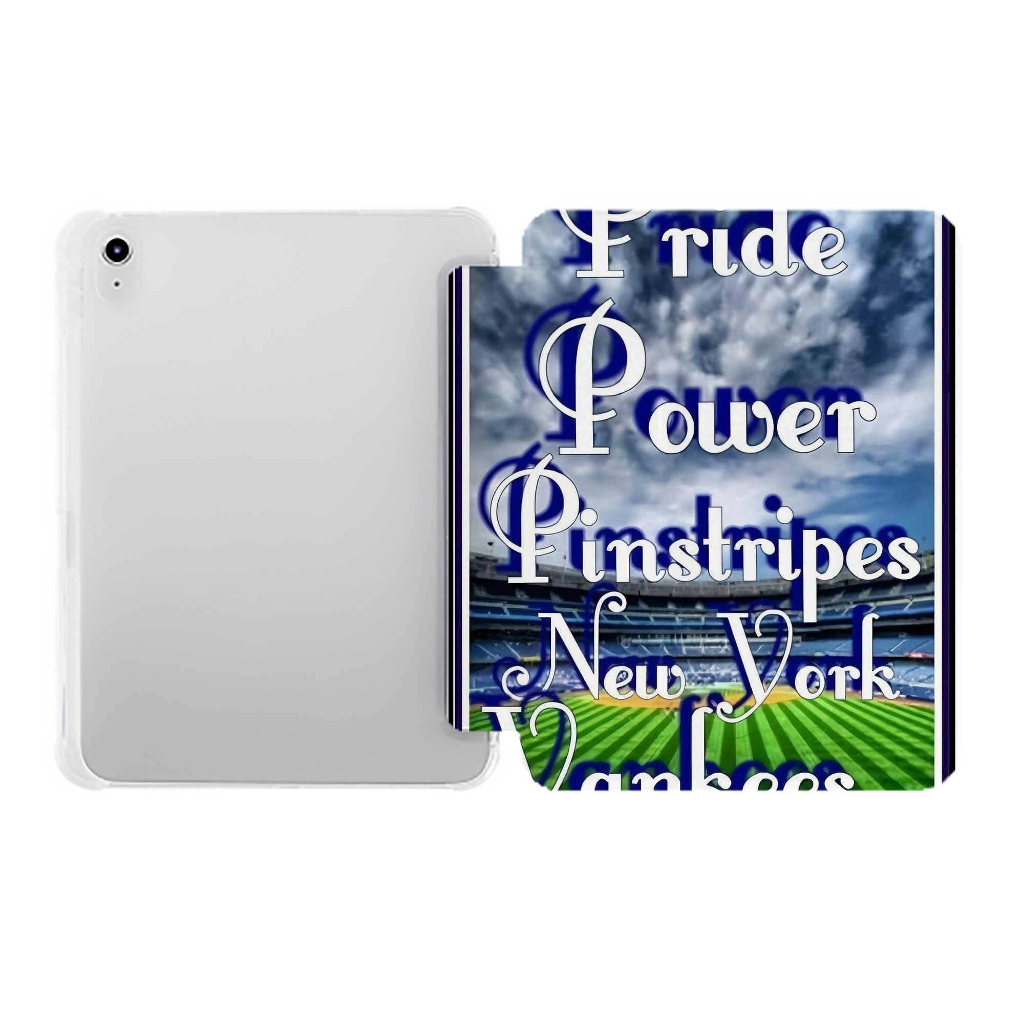 New York Yankees 309 Premium Tri-Fold PU Leather & Silicone IPad Case With Pencil Slot – Fits 9.5,10.5,10.9 – Adjustable Stand, Slim, Protective